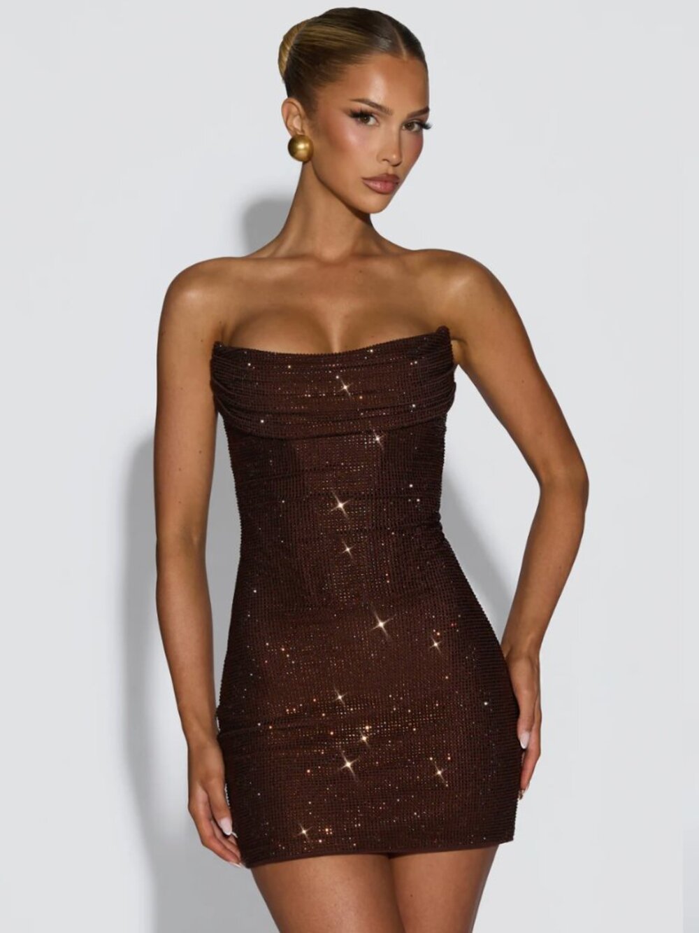 NWT Babyboo Mirabella Mini Dress in Plum Brown - M